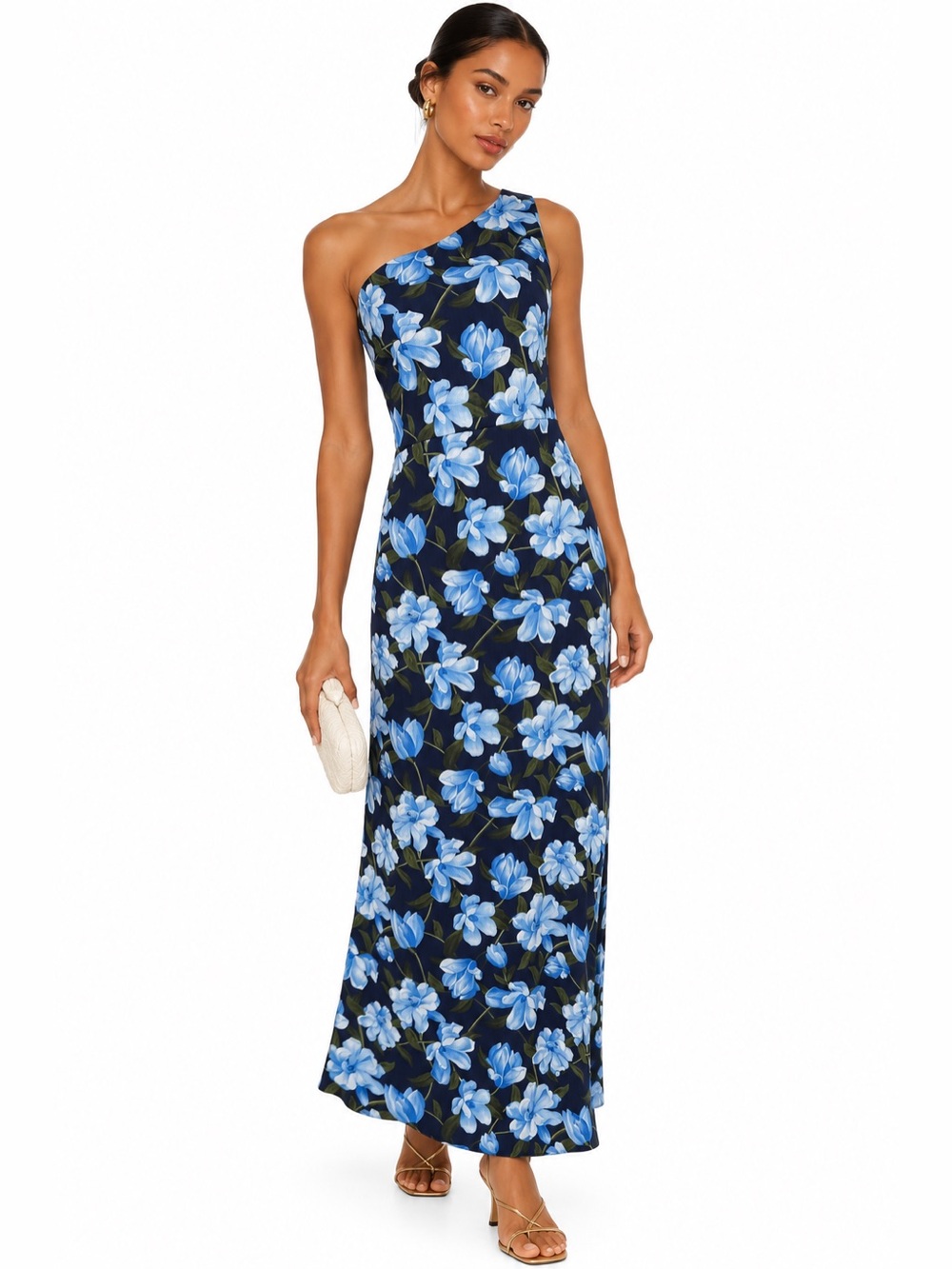 SACHIN + BABI Chelsea Navy One-Shoulder Floral Maxi Dress
